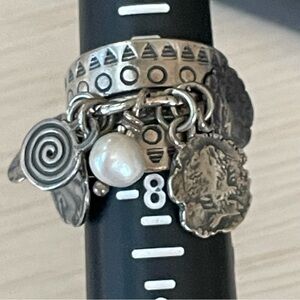 Silpada “Cha-Cha” Coin and Freshwater Pearl Ring